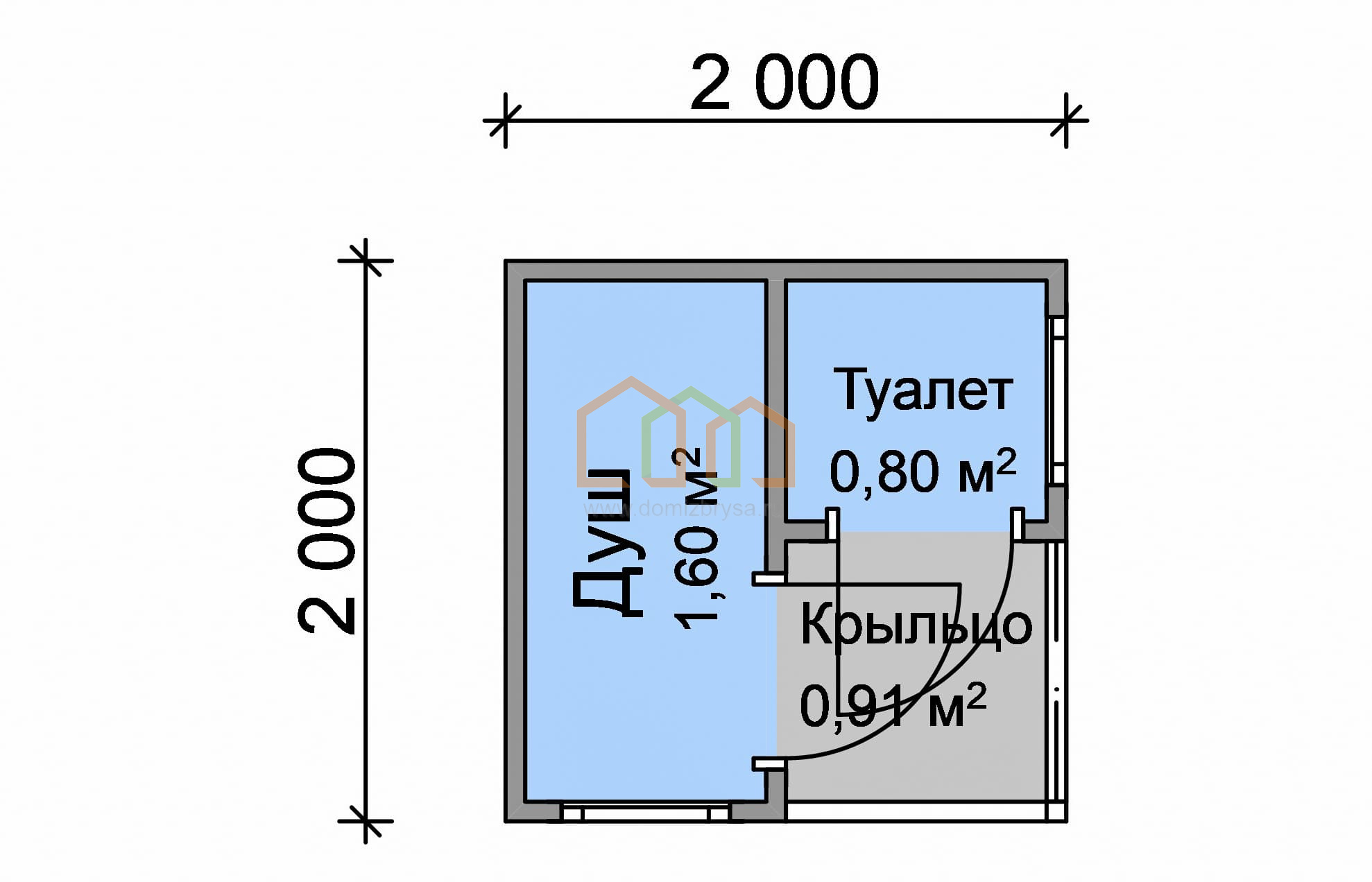 Хозблок для дачи Аврора-1 (С) 2х2 Площадь: 4 м² с крыльцом со сборкой на  участке с душем и туалетом под ключ в Борисоглебске